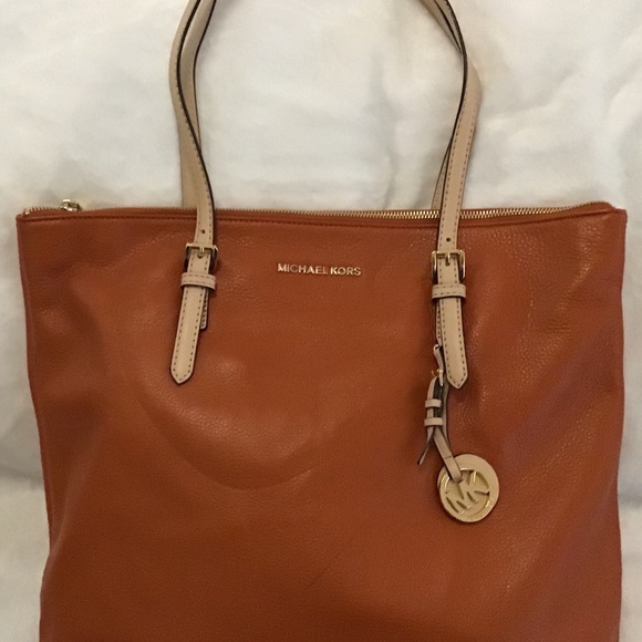Micheal Kors Orange Leather Tote - Picture 1 of 5